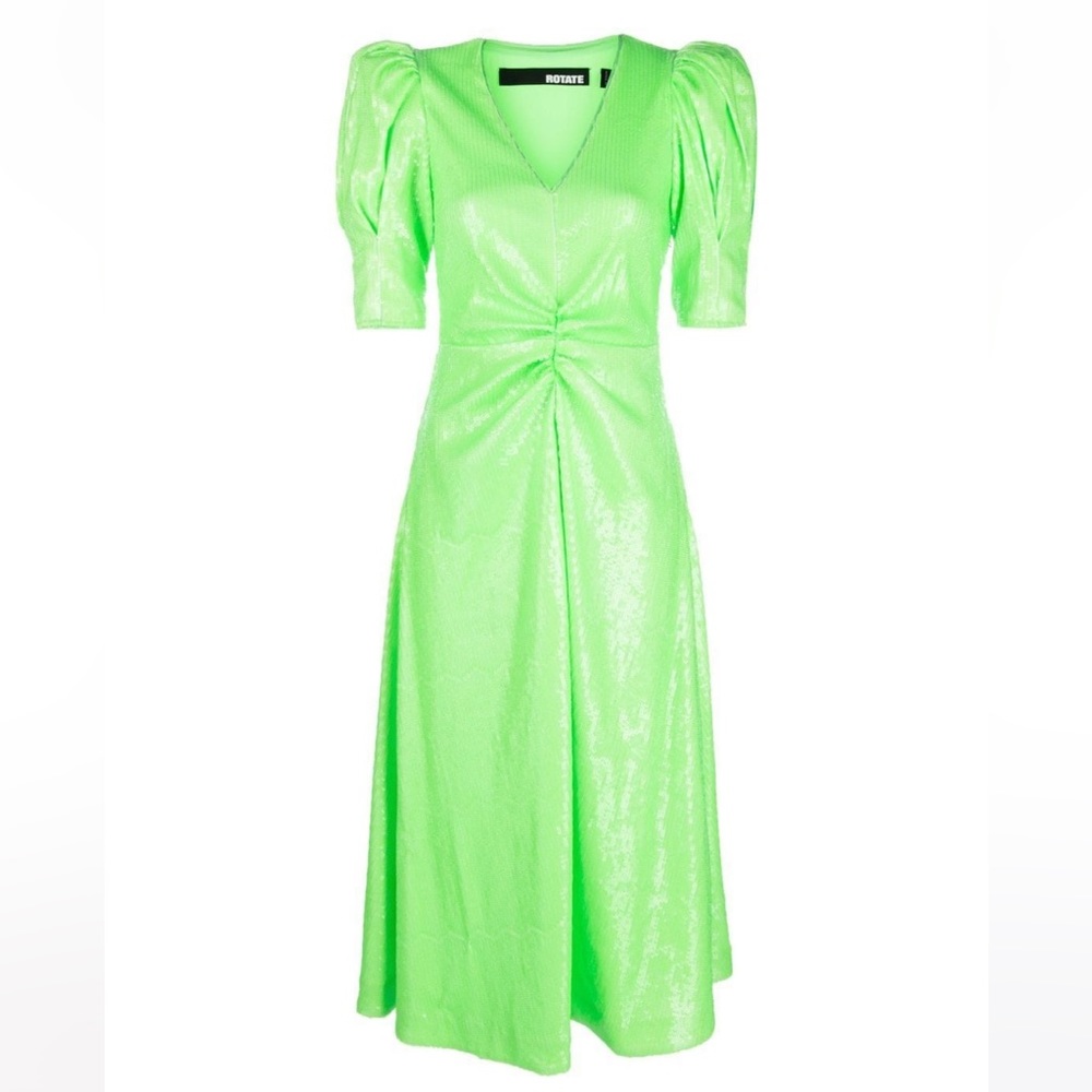 ROTATE sequinned V-neck midi dress